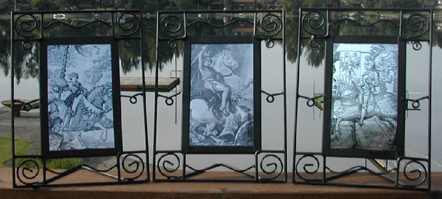 [framed medieval silver prints]